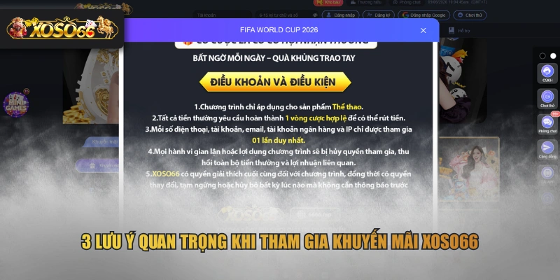 3 lưu ý quan trọng khi tham gia khuyến mãi XOSO66