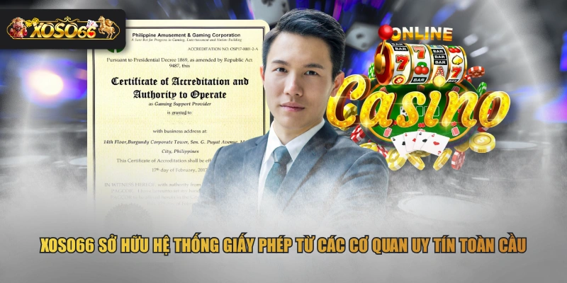 XOSO66 sở hữu hệ thống giấy phép từ các cơ quan uy tín toàn cầu